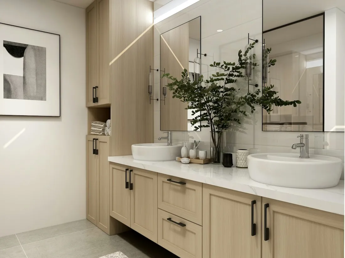 Bathroom vanity with a vessel sink